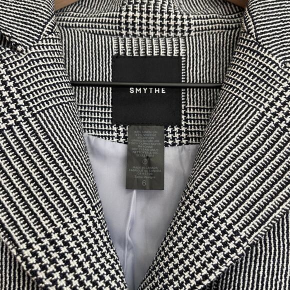 Smythe Portrait Neck Blazer in Prince of Wales Black White Plaid Size 6 Academia - Picture 8 of 16